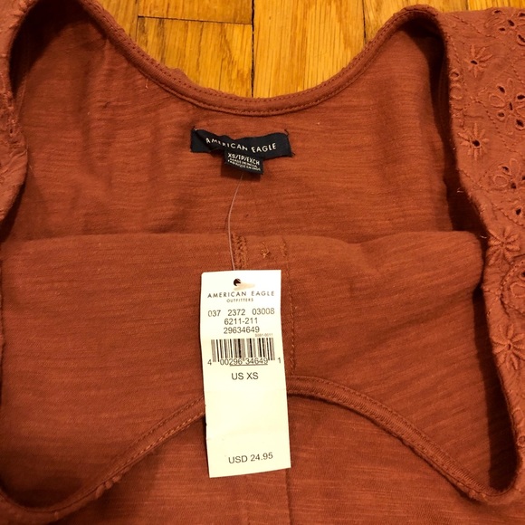 Rust Off-the-Shoulder AE Shirt - Picture 4 of 7